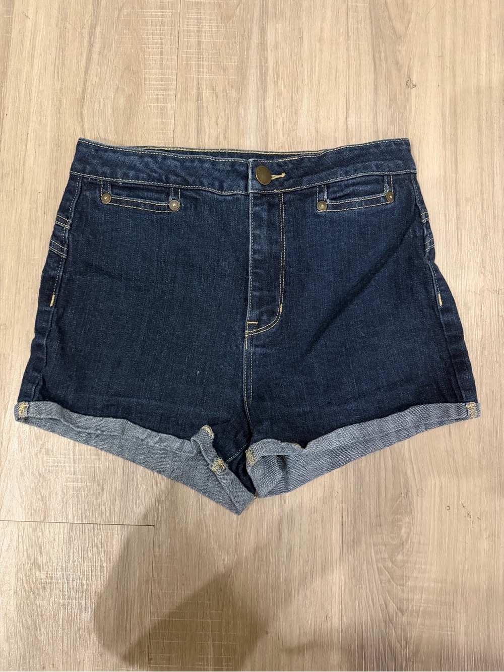 Classic High-Rise Dark Blue Denim Shorts